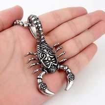 Men Silver Animal Scorpion Pendant Necklace Punk Gothic Retro Jewelry Chain 24&quot; - £8.60 GBP