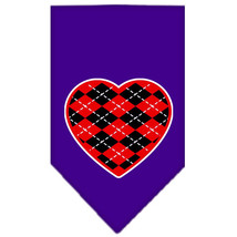 Argyle Heart Red Screen Print Bandana Purple Size Large - £9.26 GBP