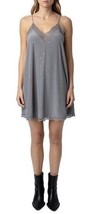 Zadig &amp; Voltaire Ristyz Diamante Silk Dress, Iron Grey, Lace  $498, XS, ... - $2,625.75 MXN