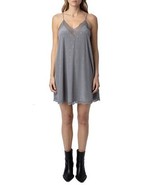 Zadig &amp; Voltaire Ristyz Diamante Silk Dress, Iron Grey, Lace  $498, XS, ... - $201.23 CAD