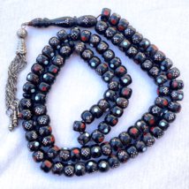 original yemeni 99 Prayer Beads Yemen Natural Black Coral Yusr worry bea... - £217.62 GBP