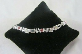 Avon Jewelry Nana Tennis Bracelet Silvertone With Pink Rhinestones New In Box - £7.58 GBP
