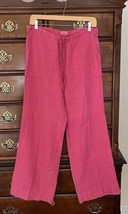 Faherty Pants Pink Wide Leg 100% Linen Pull On Beach Summer SMALL S high... - $34.62