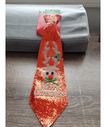 Christmas House Men&#39;s Necktie, Red Glitter. Elactic neck band. Merry Chr... - $262.48 MXN