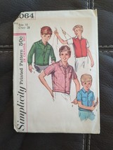 Vintage Sewing Pattern Simplicity 6064 Boys Shirt Jac 1965 Size 10 Notch... - $11.39