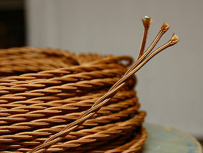 Bronze Twisted 3-Wire Cloth Covered Cord 18ga. Vintage Lamp Antique Ligh... - $1.59
