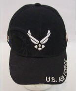 U.S. Air Force Embroidered Hook &amp; Loop Men&#39;s Black Baseball Hat Acrylic ... - £10.81 GBP
