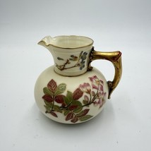 Antique Royal Worcester Porcelain Pitcher Hand Painted Floral #1376 Engl... - $1,402.90 MXN