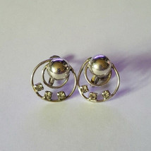 Vintage 50&#39;s Art Deco with Clear Stones Screw Back Fashion Earrings - £11.88 GBP