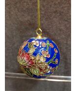 Vintage Cloisonné Floral Ball Christmas Ornament Cobalt Blue Enamel **NO... - $636.44 MXN