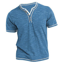 Men Casual Shirts Open Collar Half V Neck Casual Soft Button Tops T-shir... - $36.70