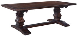 Dining Table Tuscan Harvest Distressed Plank Top Carved Pillars Walnut 10-Ft - £4,747.37 GBP