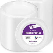 9 Inch White Plastic Plates 200 Bulk Pack - Disposable Plates For Bbq Party Dinn - £31.45 GBP