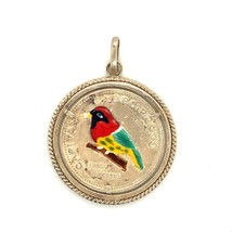 Vtg Sterling Signed 925 Rare Bird of Venezuela Red Headed Barbet Bird Pendant - £42.83 GBP