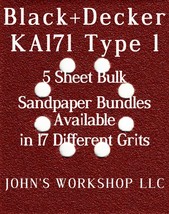 Black+Decker KA171 Type 1 - 1/4 Sheet - 17 Grits - No-Slip - 5 Sandpaper Bundles - £3.92 GBP