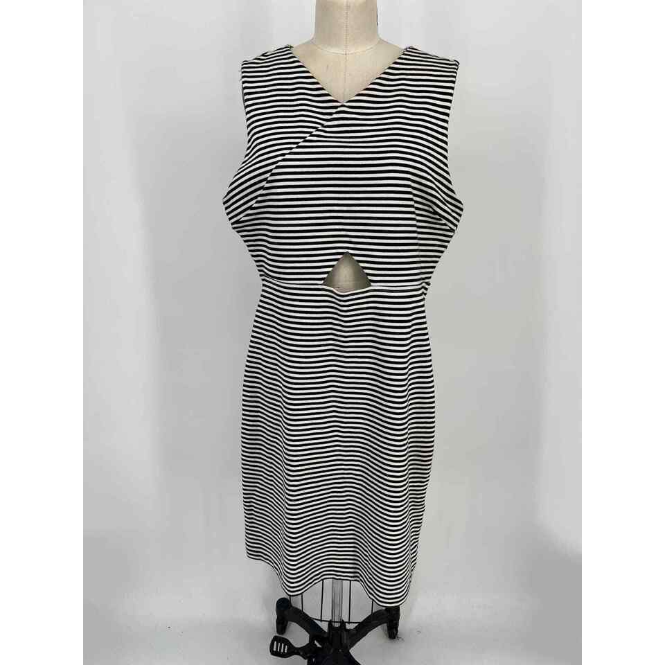 Primary image for Kate Spade Saturday Keyhole Tank Dress Sz L Black White Striped Sheath