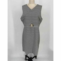 Kate Spade Saturday Keyhole Tank Dress Sz L Black White Striped Sheath - £57.60 GBP