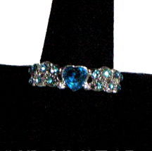 Blue Topaz Heart Ring with Topaz Pave on 925 Sterling Silver Wedding, Engagement - £15.03 GBP