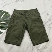 Prana Womens Larissa Kicker Bermuda Shorts Size 4 Olive Green Cotton Blend - $24.74