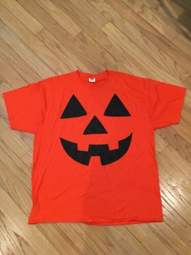 Mens 2XL Halloween Pumpkin Jack O Lantern Orange TShirt - £7.98 GBP