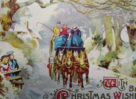 Victorian John Winsch Christmas Postcard Horses Buggy Embossed Gold Standard - £33.25 GBP