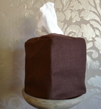 Linen Boutique Tissue Box Cover - Mike &amp; Ally Chocolate Brown Linen Fabric - $488.04 MXN