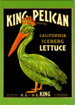 Historical Postcard King Pelican, Lettuce Crate Label, San Francisciana c1979 - £6.13 GBP