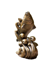 Dancing Koi Water Statue Gold Color, Fountain Water Garden Pond Spitter - £110.49 GBP