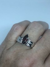 Vintage Granate Deco Anillo de Banda 925 Plata de Ley Tamaño 7 - £45.45 GBP