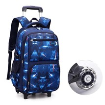 2023 2Wheels Travel Rolling Luggage Bag School Trolley Backpack For Boys... - £118.93 GBP