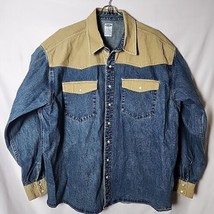 Old Navy Men XL Corduroy Denim Cowboy Country  Pearl Snap Button Shirt VTG - £53.73 GBP