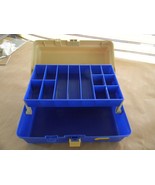 Vintage Plano Fishing Tackle Box blue/beige approx. 13&quot;x8&quot;x7&quot; 1-tier exc... - £18.57 GBP