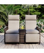 Patio Wicker Recliner Loveseat: Adjustable Outdoor Lounge Chair Set - $9,095.56 MXN