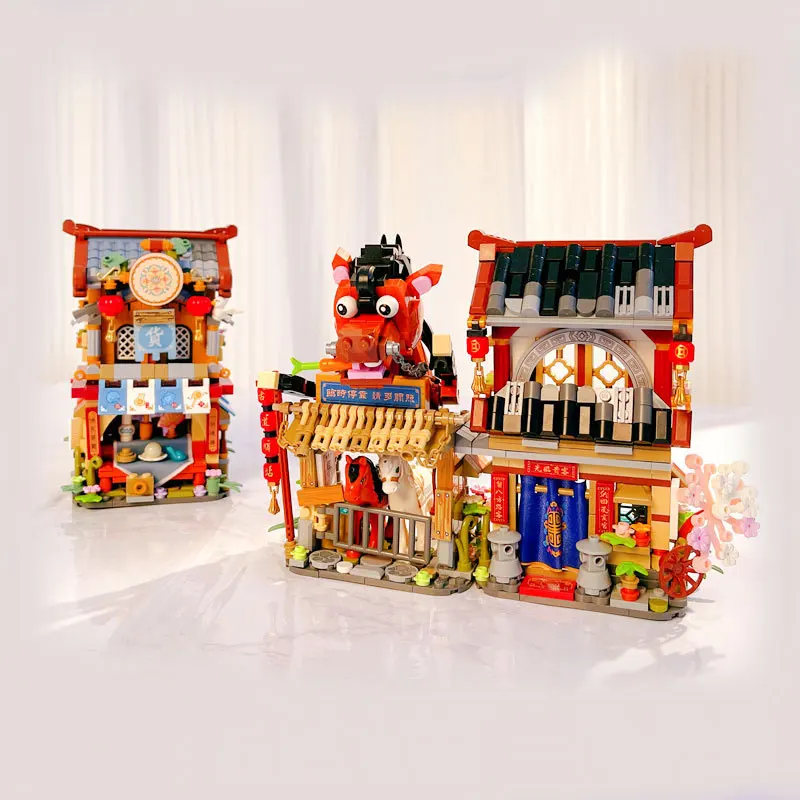 New Creative Mini Street View Bee Shop Building Block DIY Chinese Folding - £18.81 GBP