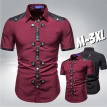 Short Sleeve Gothic Rivet Shirt - Stylish and Unique Design - £30.81 GBP