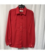 Orvis Woman&#39;s Vintage Button Up Blouse Pin Tuck Pleats Red Women’s Size 16 - $29.70