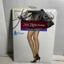 Hanes Women&#39;s Control Top Reinforced Toe Silk Barely Black Size C/D Styl... - $8.90
