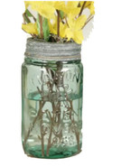 Blue mason Pint jar with flower organizer lid Vintage Look New - £17.02 GBP