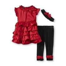 Small Wonders girl 3-6 mo,Christmas set,red Dress,Leggings,Headband,Christmas - £7.52 GBP