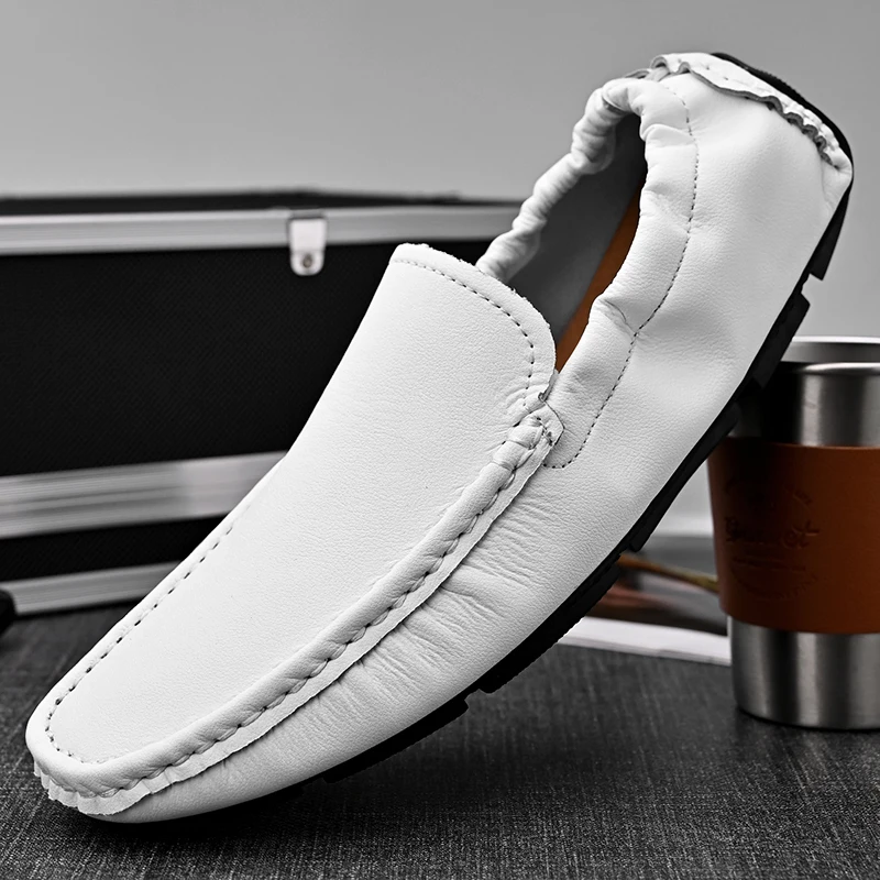 Genuine Leather Men Loafers Shoes High Quality Moccasins Driving Shoes G... - £54.36 GBP