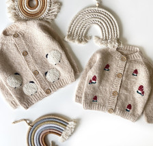 Adorable Knit Baby Cardigans - Customizable design - Lambs, Mushrooms - Handmade - £51.95 GBP+