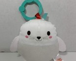 Bright Starts small plush white seal baby rattle crinkle sensory hanging... - $5.93