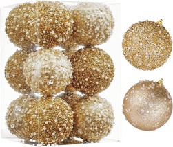 2.76&quot; Christmas Ball Ornaments,12pcs Gold Christmas Ball Decorations (Gold) - £13.63 GBP