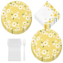 Sweet Daisy Party Supplies - Yellow &amp; White Floral Daisy Paper Dinner Pl... - £14.34 GBP
