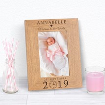 Personalised Newborn Welcome To The World Photo Frame Gift Keepsake Engraved Bir - $14.95
