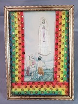 Blessed Mother Catholic Framed Card Handmade Our Lady of Fatima Mary Vintage Art - £15.73 GBP