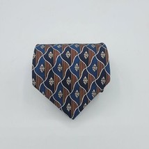 Mens Necktie By Manhattan, Silk, Suit, Formal, Blue Brown Geometric 55 By 4 Inch - £7.92 GBP