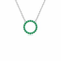 Authenticity Guarantee 
Emerald Open Circle Eternity Pendant in 14K White Gold - £416.37 GBP