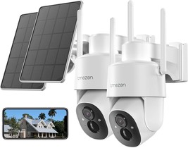 Tmezon 2 Pack Wireless Security Cameras Outdoor, 2K Security, Ptz Wifi C... - £112.02 GBP