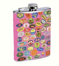 Tropical Fruit Market Sticker 8oz Stainless Steel Hip Flask Drinking y2k - $14.80
